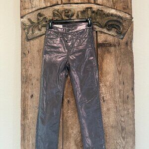 GAP 25 0P shiny slim silver pants.